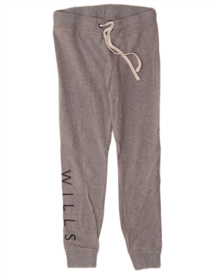 Calça esportiva feminina JACK WILLS com estampa gráfica e jogging UK 12 cinza médio