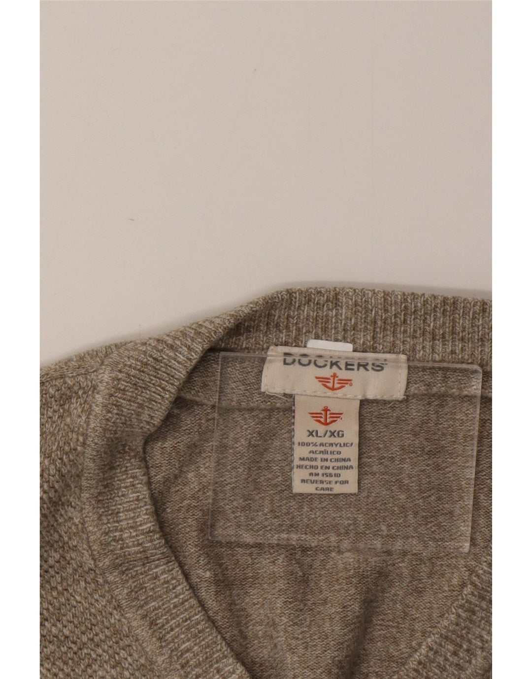 Suéter masculino DOCKERS com decote em V XL cáqui salpicado de acrílico