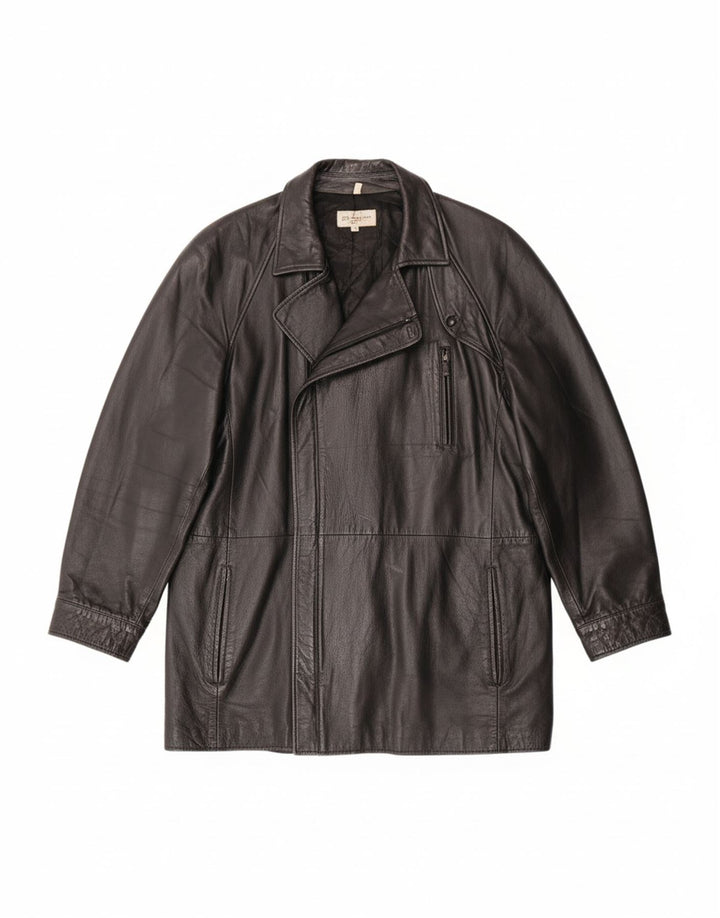 Casaco de couro masculino VINTAGE IT 50 grande preto