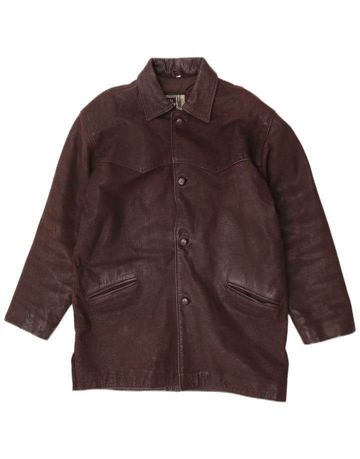 Jaqueta de couro masculina vintage UK 38 couro marrom médio