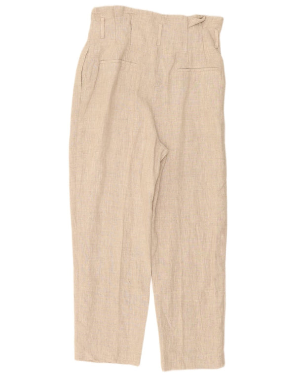 Calça chino feminina Zara com cintura alta média W30 L26 linho bege