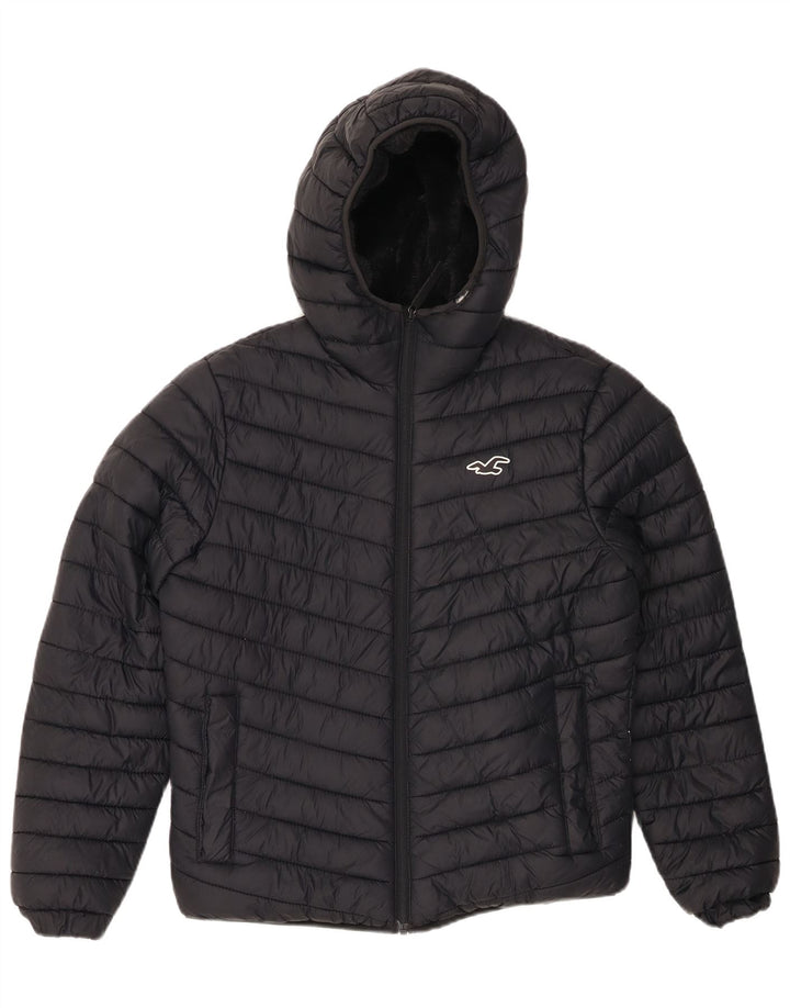 Jaqueta masculina acolchoada com capuz HOLLISTER UK 34 XS nylon preto