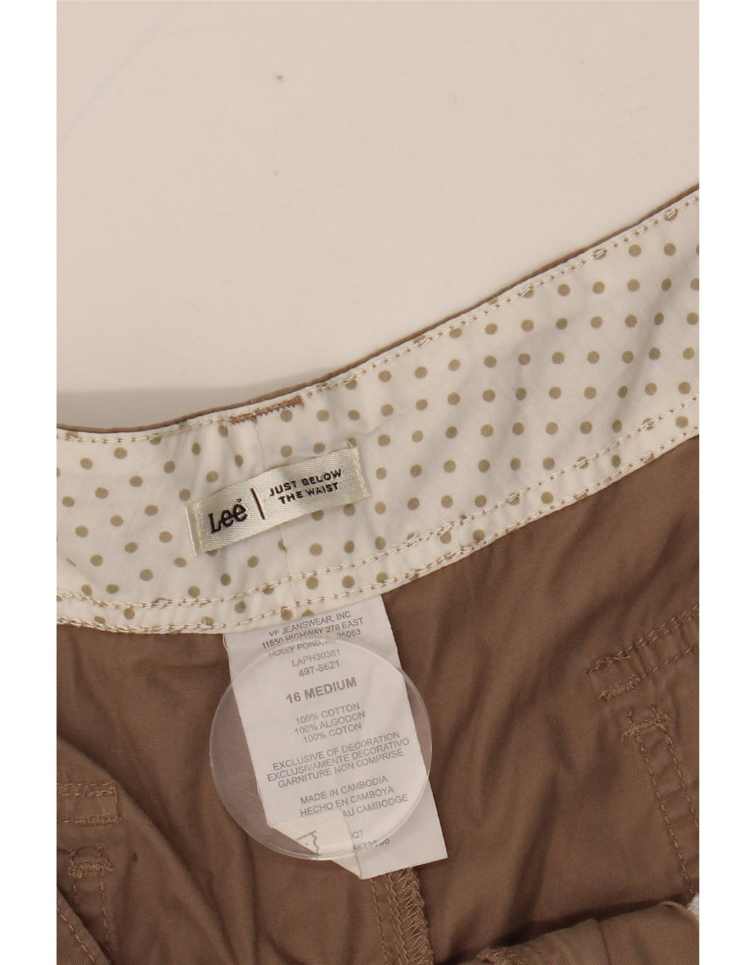 Shorts cargo feminino LEE US 16 2XL W37 algodão marrom