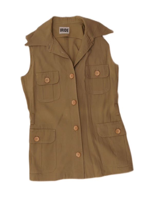 Colete utilitário feminino vintage UK 12 médio cáqui