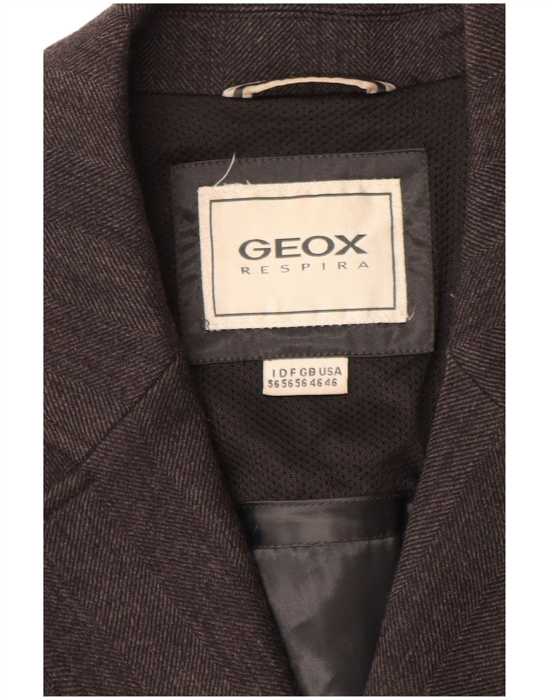 Sobretudo masculino GEOX UK 46 3XL lã espinha de peixe cinza