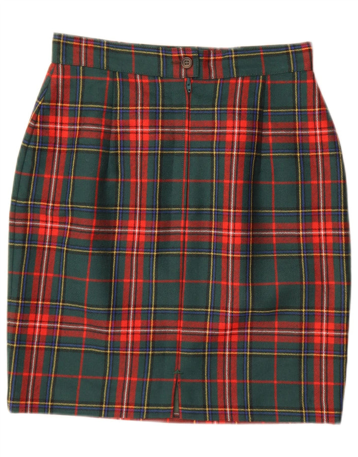 Saia lápis feminina vintage IT 42 médio W28 lã xadrez verde