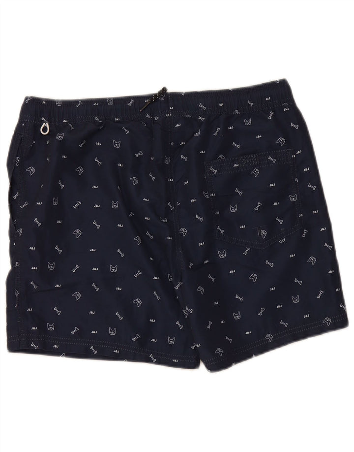 JACK & JONES Calção de banho masculino gráfico médio azul marinho poliéster