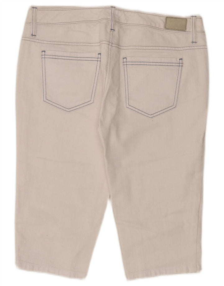 Bermuda jeans feminina Tommy Hilfiger US 8 médio W32 algodão branco