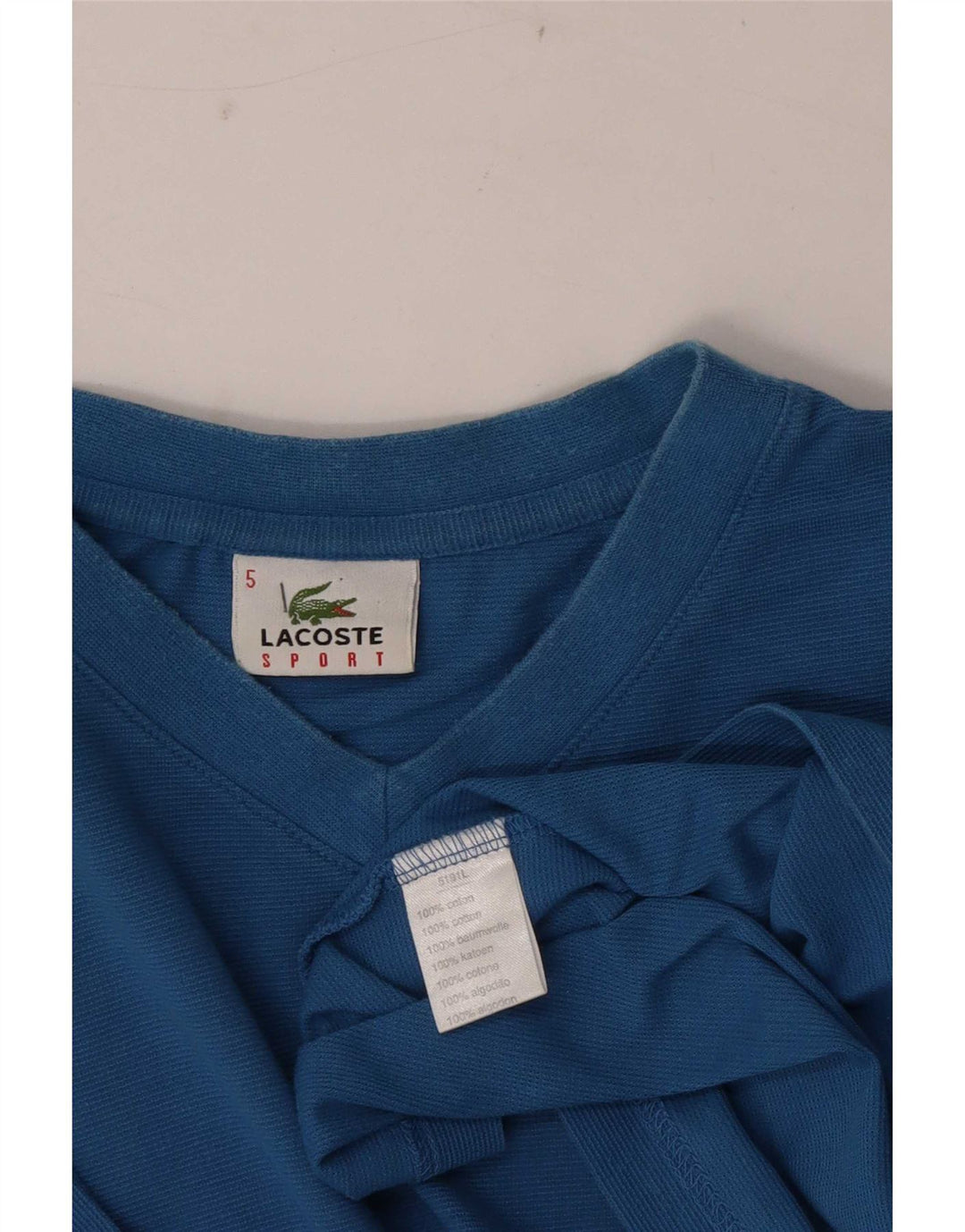Camiseta masculina Lacoste tamanho superior 5 grande algodão azul