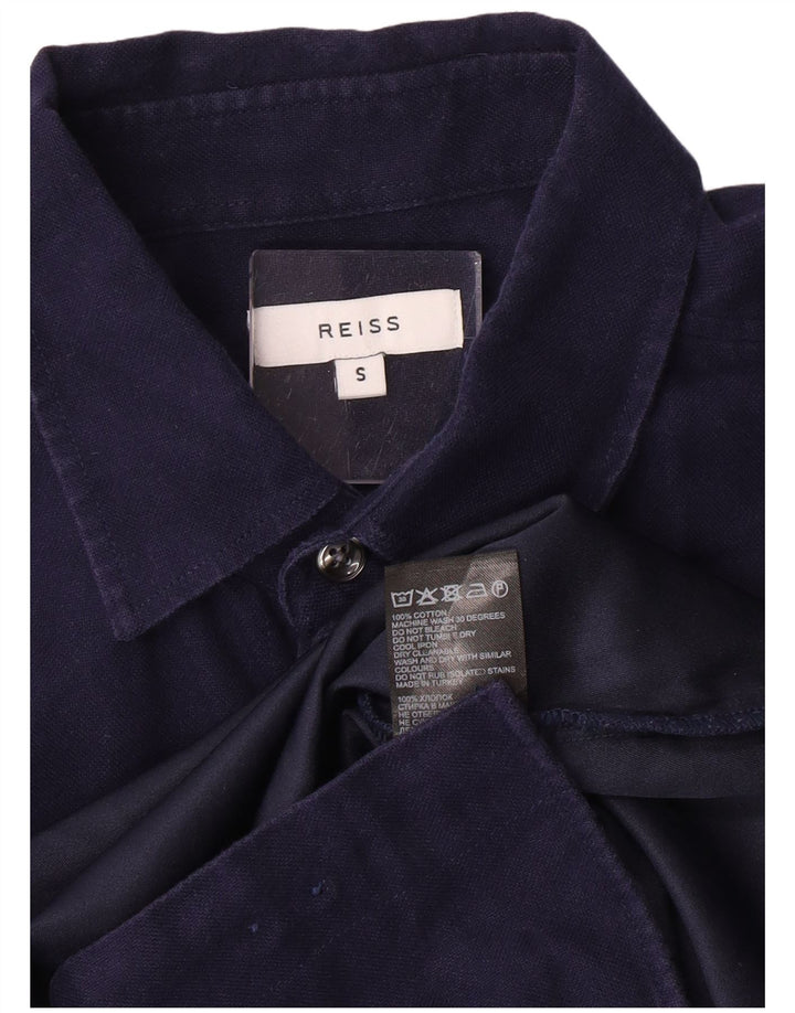 Camisa masculina Reiss pequena algodão azul marinho