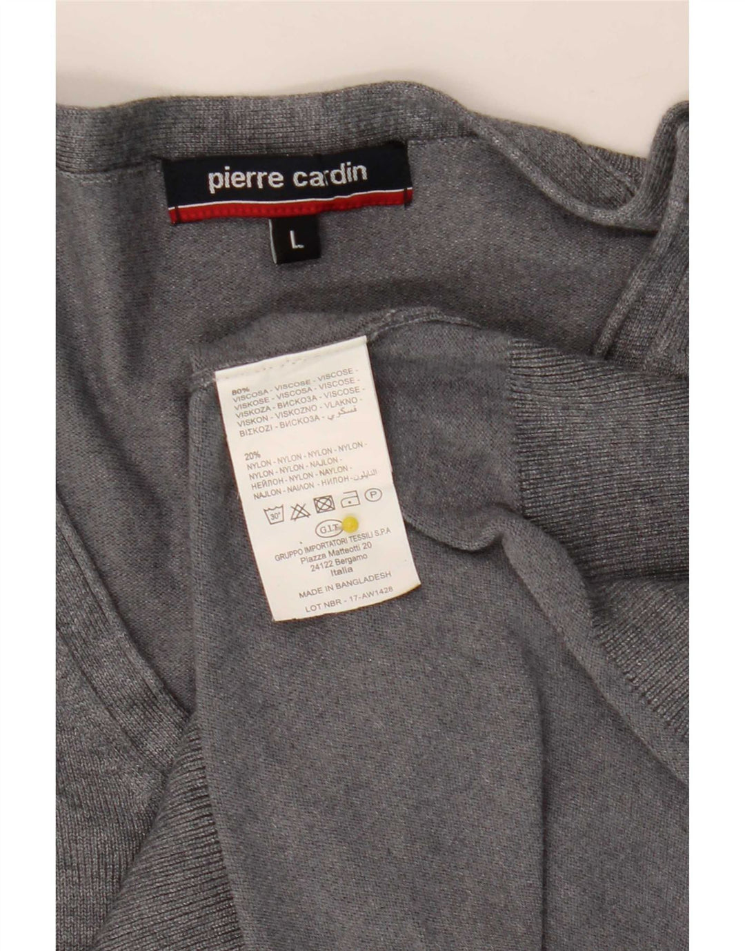 Suéter cardigã masculino Pierre Cardin grande viscose cinza