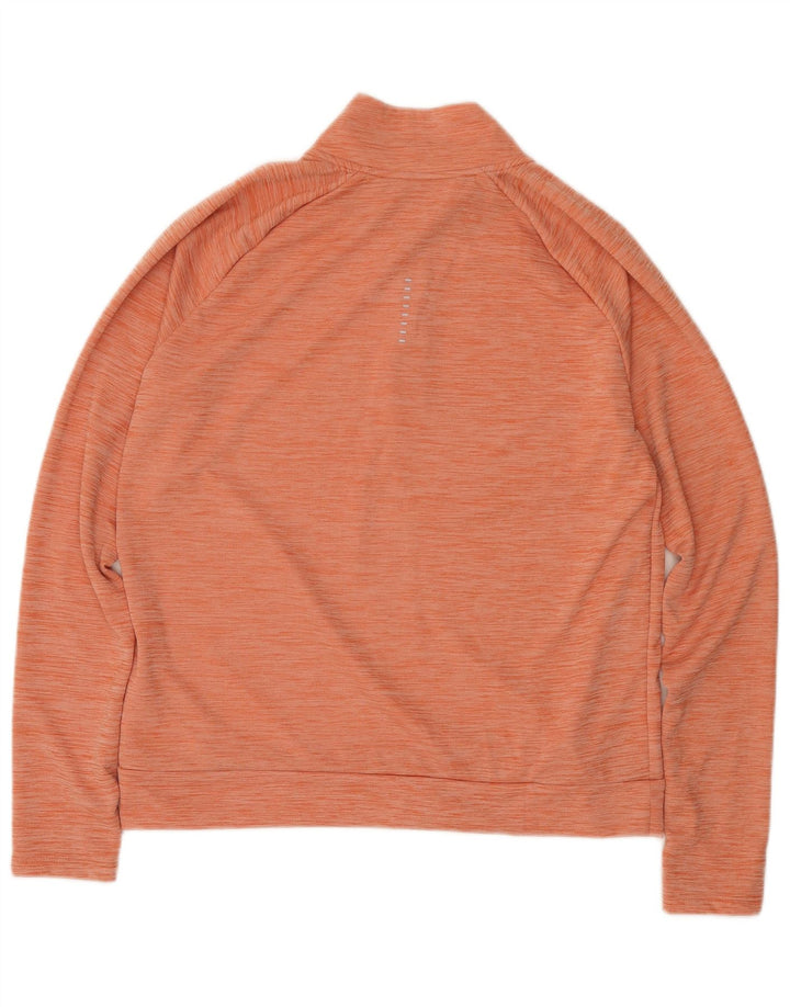 Nike Womens Dri Fit Zip Neck Pullover Treino Top UK 14 Médio Laranja