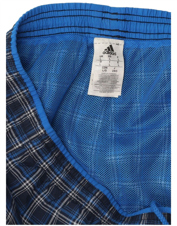 Shorts de natação masculino Adidas grande poliéster xadrez azul marinho