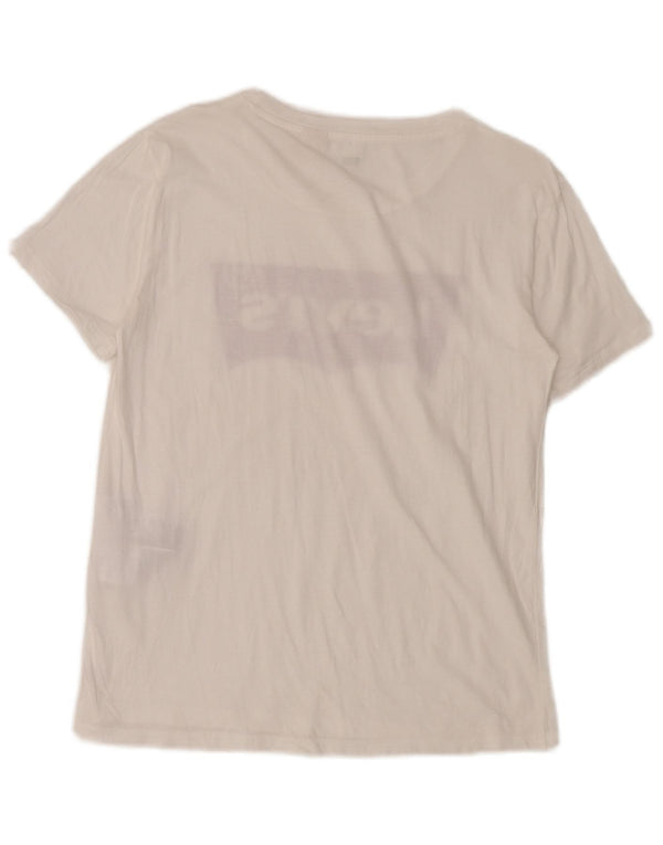 Camiseta feminina gráfica Levi's Top UK 10 pequeno algodão branco