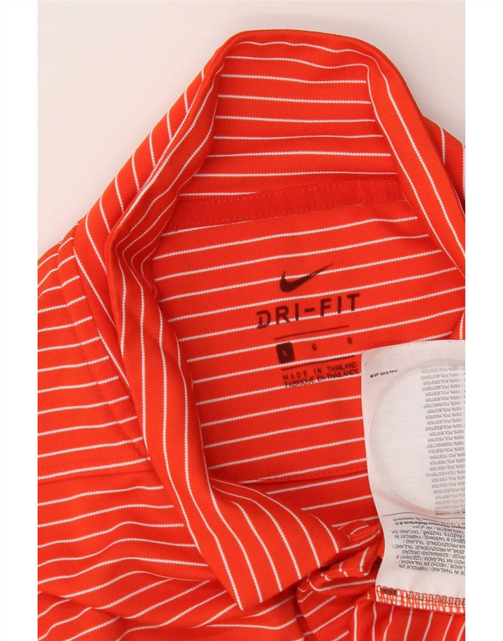 Camisa polo masculina Nike Dri Fit grande poliéster listrado laranja