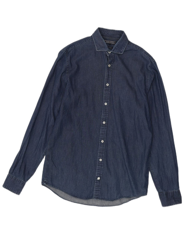Tommy Hilfiger Mens Denim Shirt Small Navy Blue Cotton