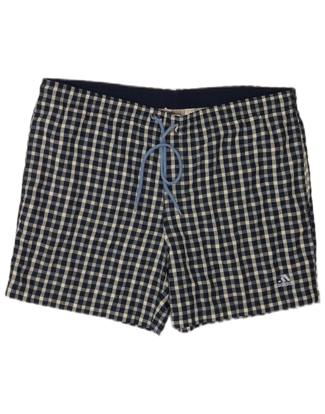 Shorts de natação masculinos Adidas Regular grande poliéster xadrez azul