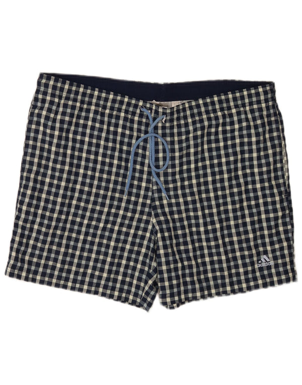 Shorts de natação masculinos Adidas Regular grande poliéster xadrez azul