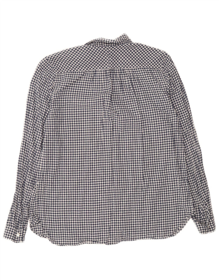 Pulôver feminino J. Crew UK 14 algodão guingão azul marinho médio