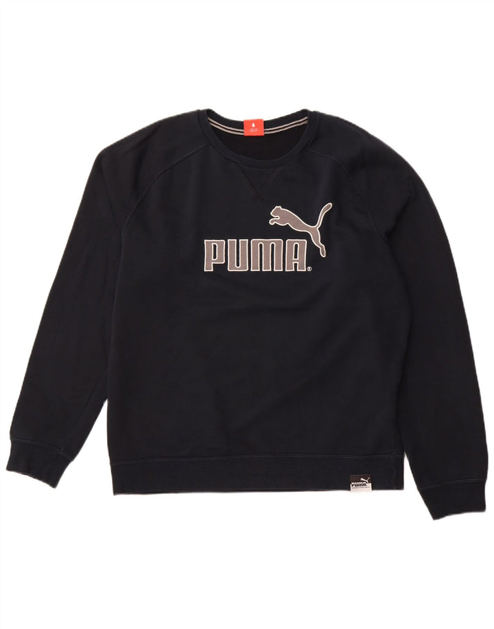 PUMA moletom gráfico masculino jumper grande algodão azul marinho