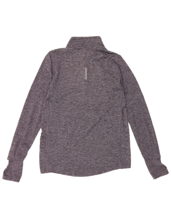 Nike Mens Dri Fit Zip Neck Top Manga Longa XS Azul Poliéster Flecked