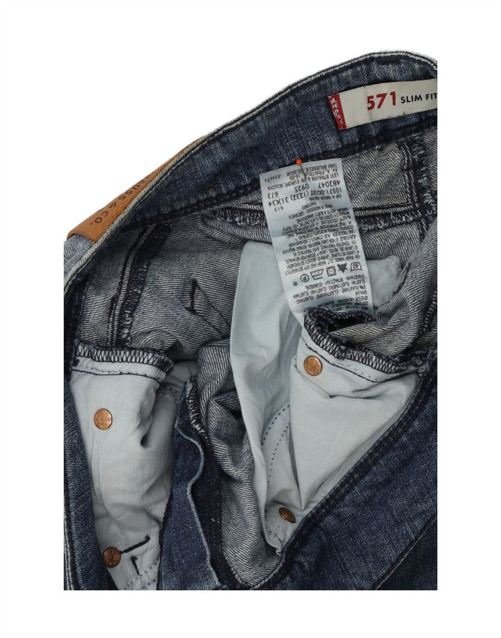 LEVI'S Feminino 571 Slim Jeans W31 L34 Azul Algodão