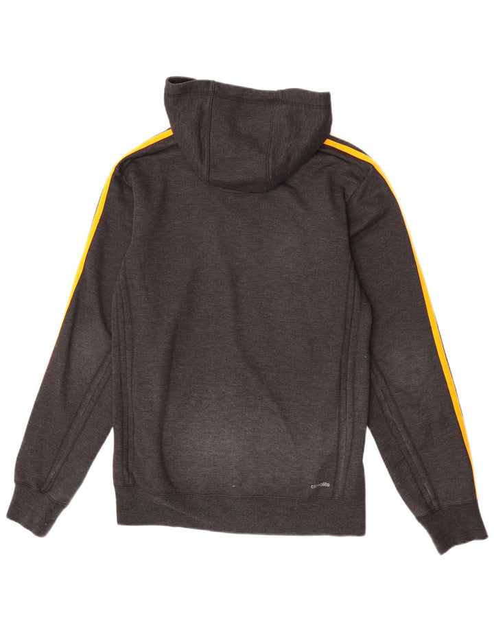 Suéter masculino Adidas Climalite Zip com capuz pequeno poliéster cinza