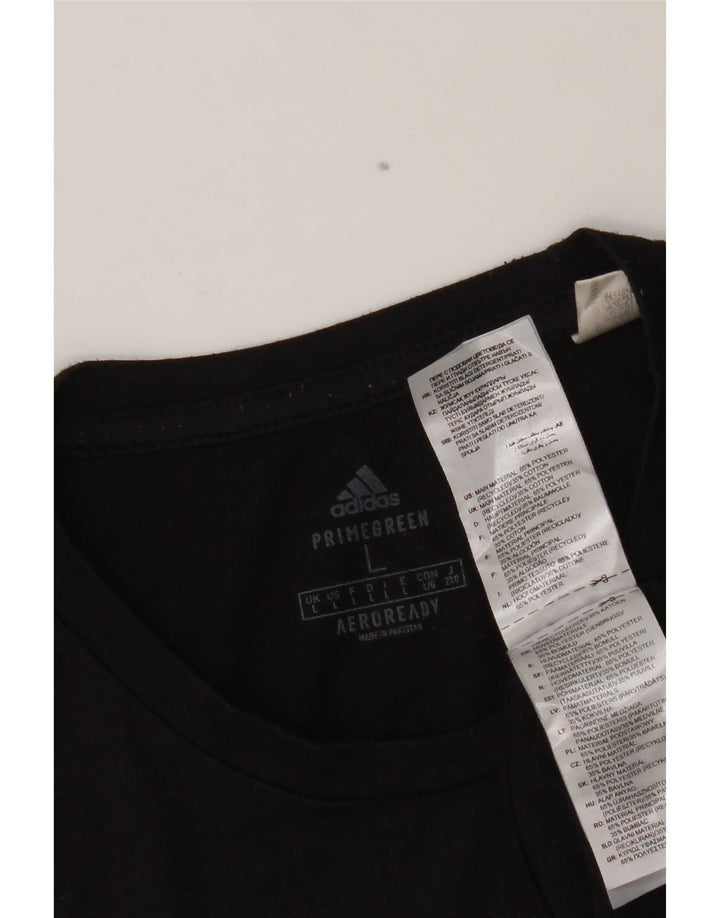 Adidas Mens Aeroready Graphic Top Manga Longa Grande Poliéster Preto