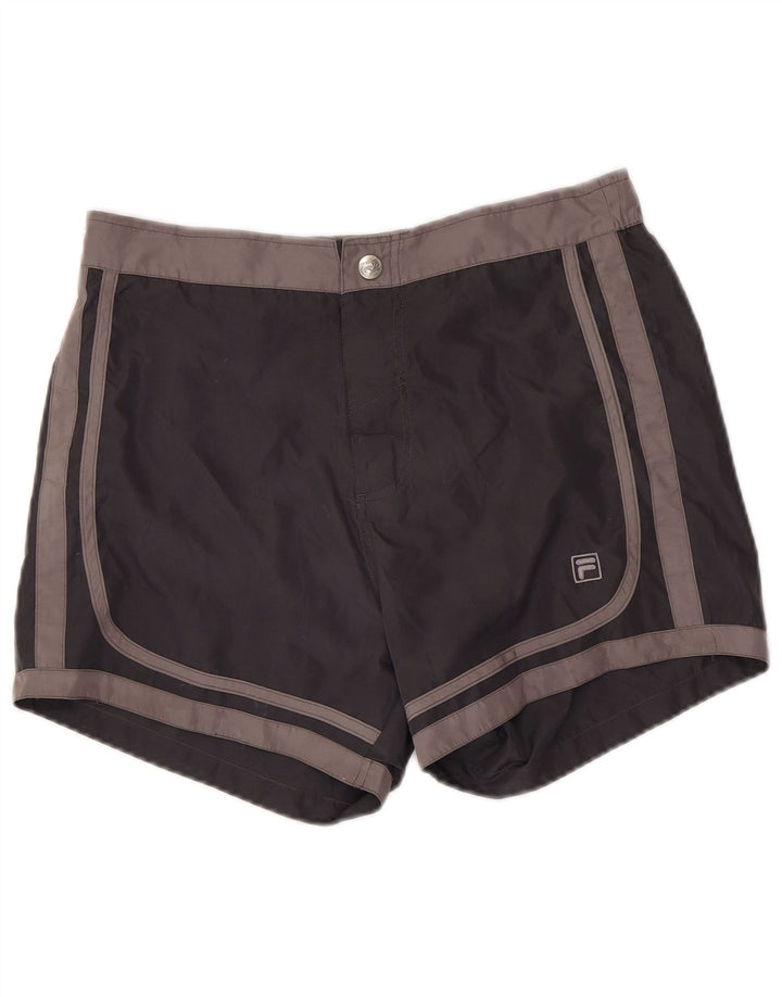 Shorts de natação masculino FILA pequeno poliéster colorblock preto