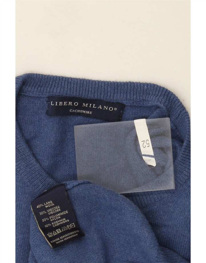 Suéter masculino Liberto com gola redonda IT 52 grande lã azul