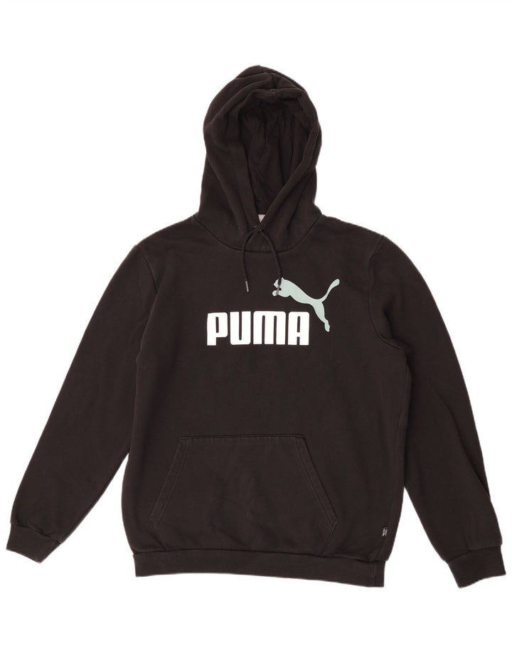 Puma masculino gráfico moletom com capuz médio algodão preto