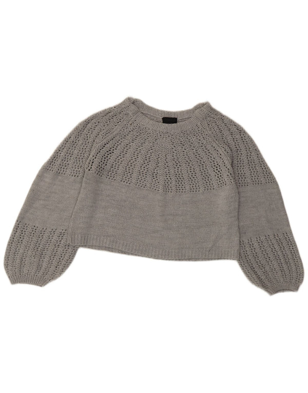 Topshop Suéter feminino superdimensionado com gola canoa Reino Unido 8 pequeno cinza