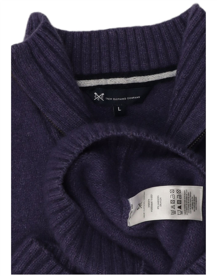 Crew Clothing Mens Suéter Jumper com Gola Zip Grande Roxo Lã de Carneiro
