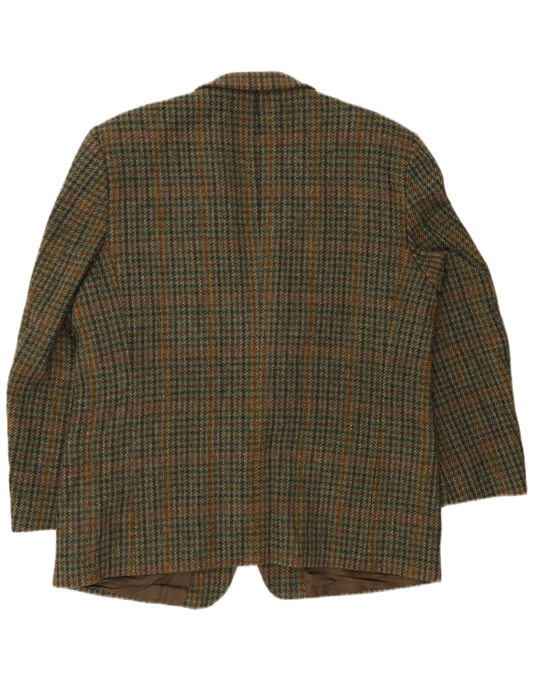 Jaqueta blazer masculina de 2 botões HARRIS TWEED Reino Unido 40 grande cáqui houndstooth