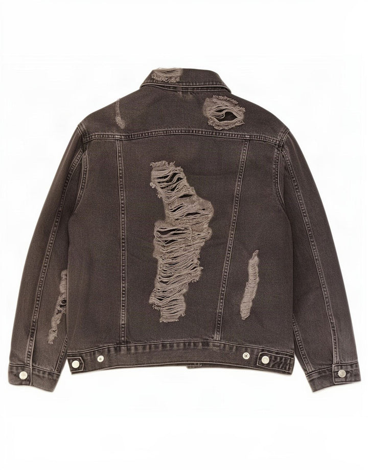 Jaqueta jeans feminina de grandes dimensões Topshop Reino Unido 10 algodão preto pequeno