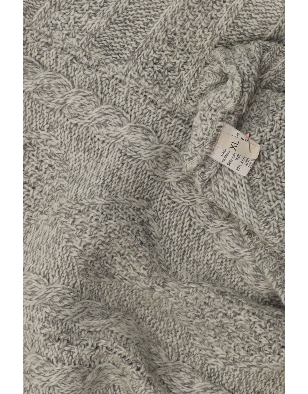 Suéter masculino VINTAGE com zíper e gola XL de lã cinza