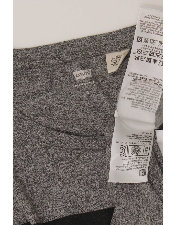 Camiseta feminina gráfica Levi's UK 10 poliéster manchado cinza pequeno