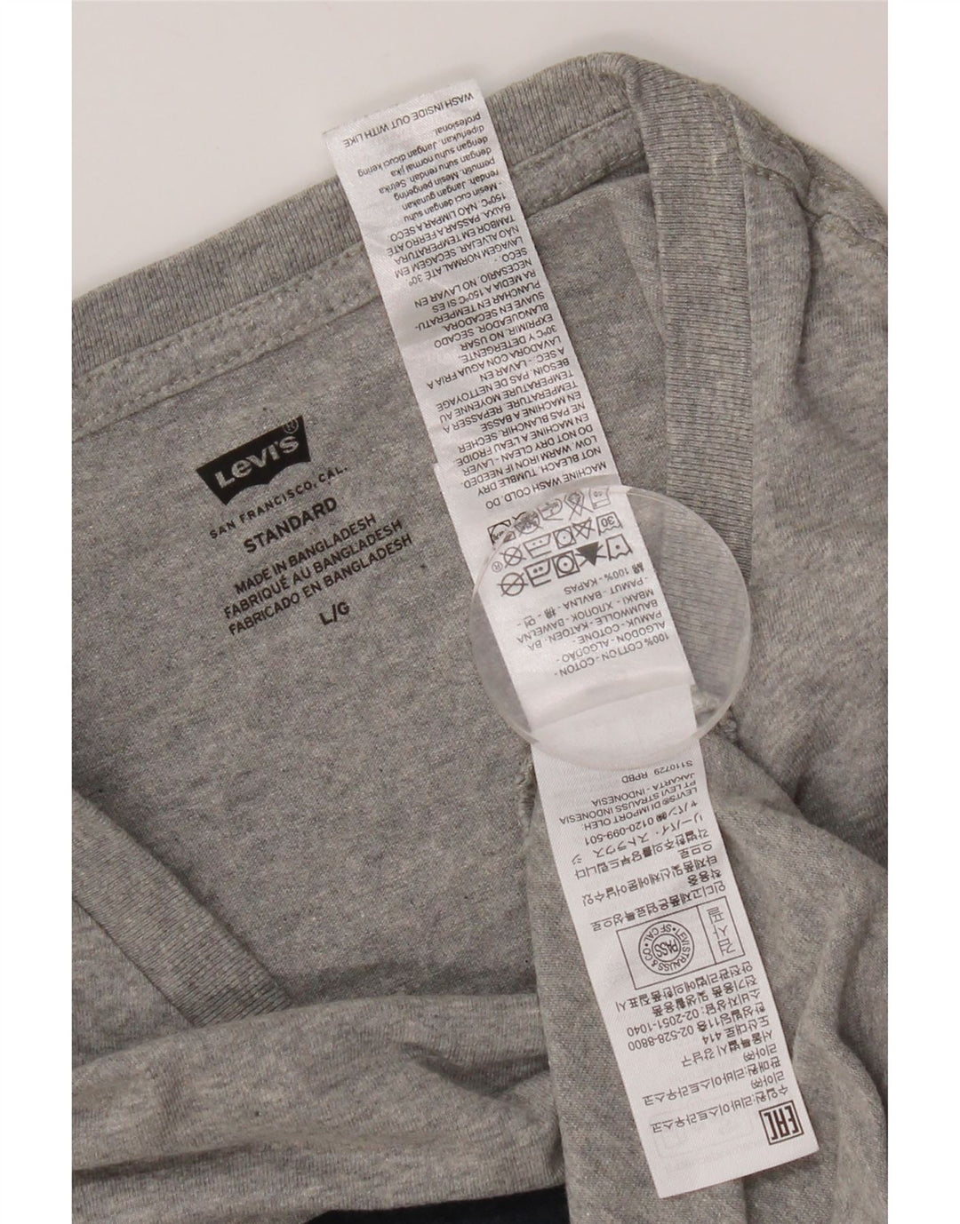 Camiseta masculina Levi's Standard Graphic grande algodão manchado cinza