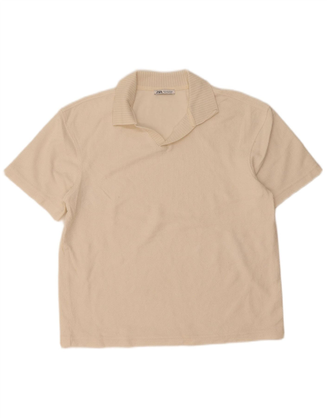 Camisa polo masculina Zara pequena off white