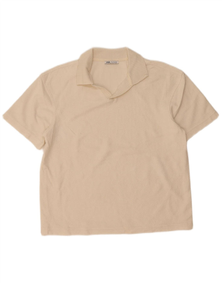 Camisa polo masculina Zara pequena off white