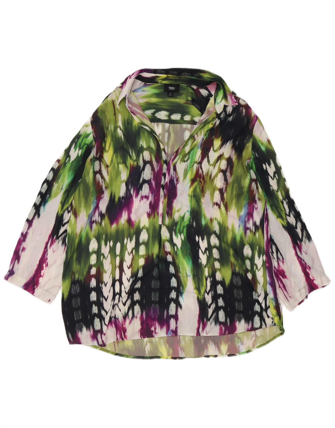 Blusa feminina Mossimo UK 16 grande poliéster tie-dye multicolorida