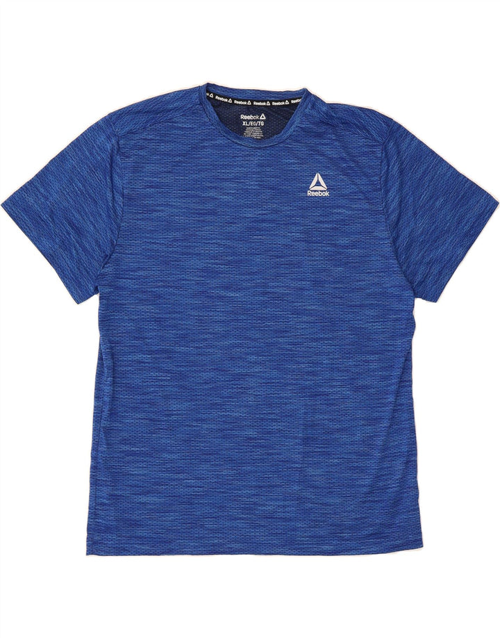 REEBOK Mens T-Shirt Top XL Blue Spotted Vintage Reebok and Second-Hand Reebok from Messina Hembry 