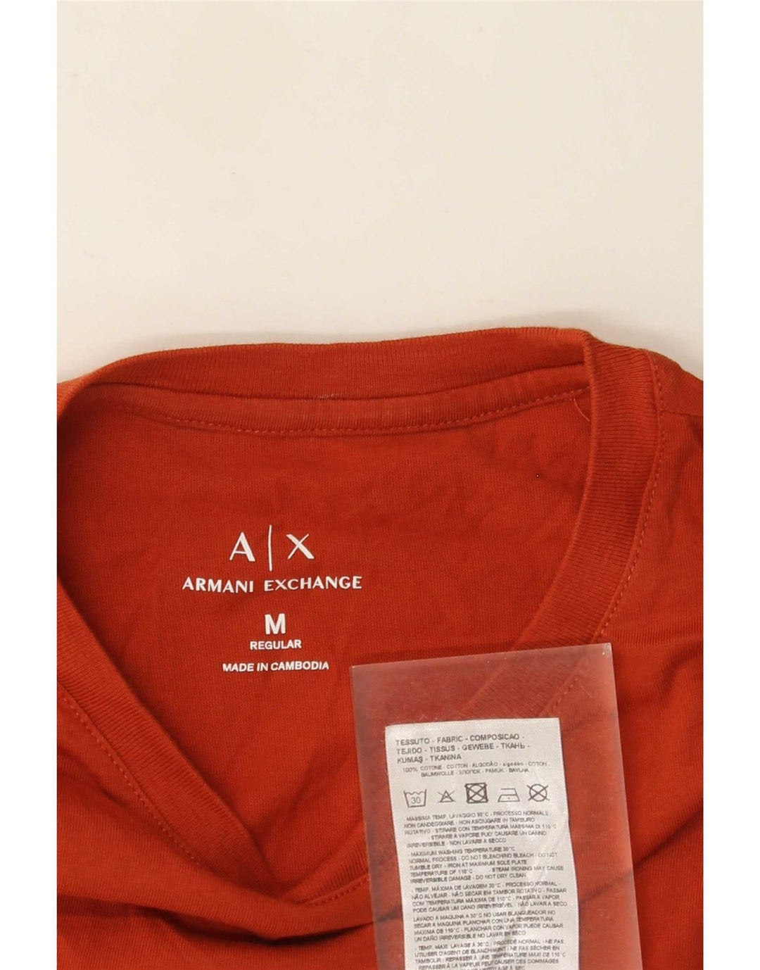 Camiseta masculina Armani Exchange Regular Fit Top Médio Algodão Laranja