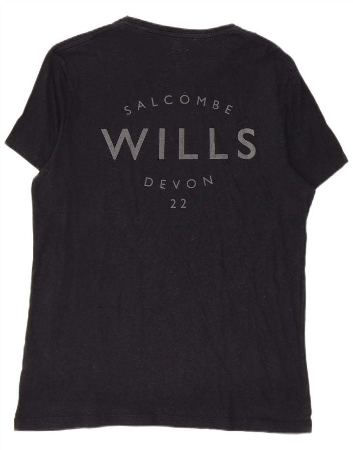 Jack Wills Camiseta masculina gráfica top pequeno algodão preto
