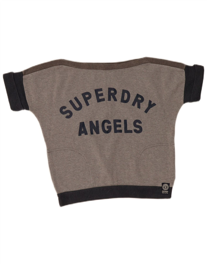 Jumper de moletom gráfico superdimensionado feminino SUPERDRY Reino Unido 10 pequeno cinza