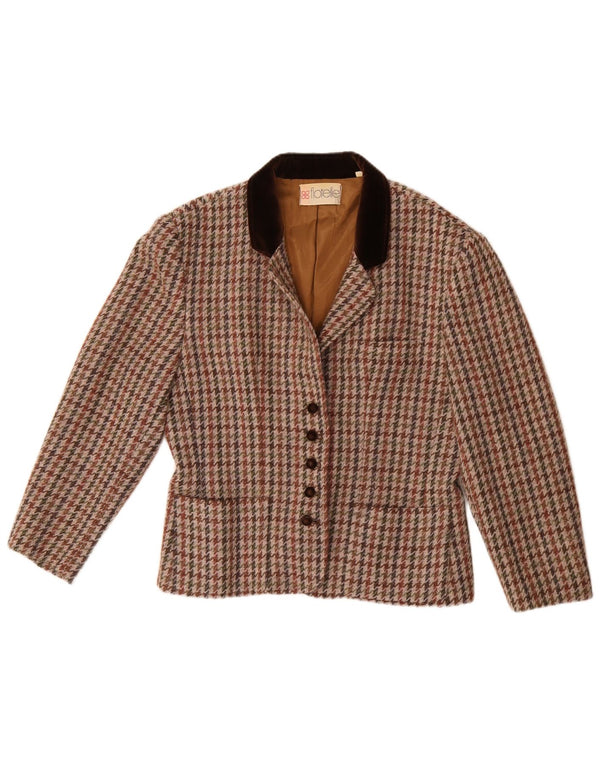 Jaqueta blazer feminina vintage com 5 botões IT 46 grande houndstooth multicolorido