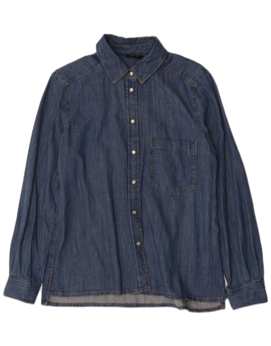 Camisa jeans feminina vintage UK 16 grande azul