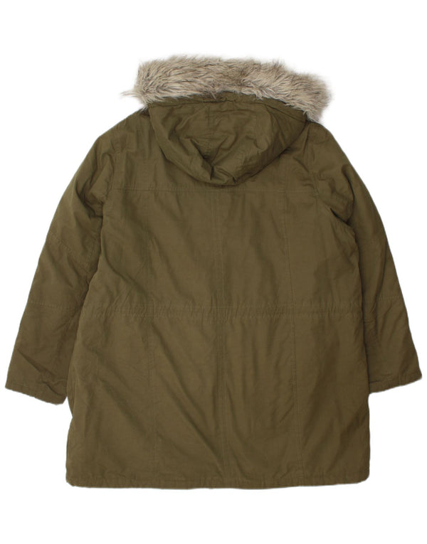 Jaqueta parka feminina com capuz Marks & Spencer Reino Unido 18 XL cáqui poliéster