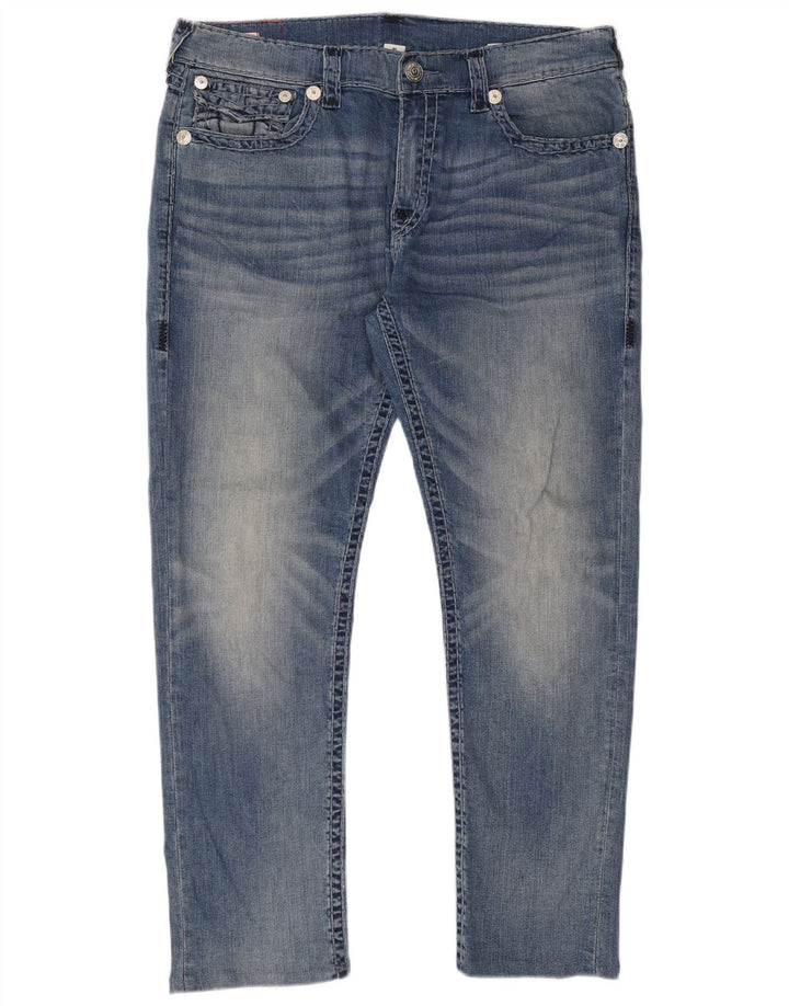 True Religion Mens Slim Jeans W40 L31 Azul Algodão