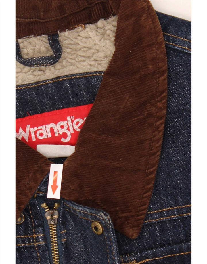 Jaqueta jeans Wrangler masculina Sherpa Reino Unido 40 grande algodão azul